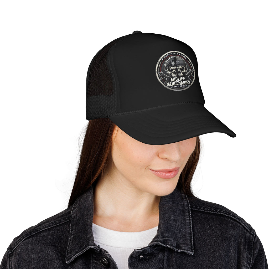 Midlife Mercenaries Skull Patch Foam Trucker Hat