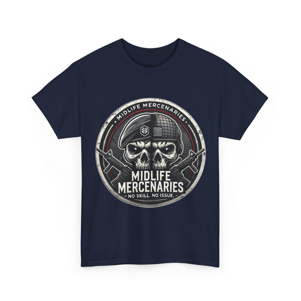Midlife Mercenaries skull emblem T-Shirt | Military Gaming Tee
