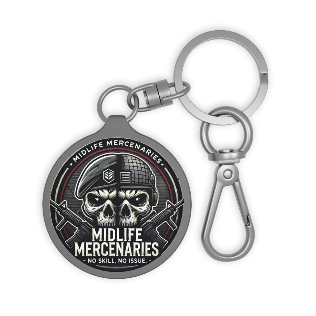 Midlife Mercenaries Gun Charm — Skull Beret Tactical Keychain (No Skill, No Issue)